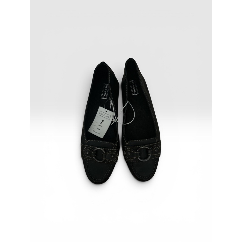 Merona Mireya Black Leather Loafers Flats Womens 7 New 096 01 4100